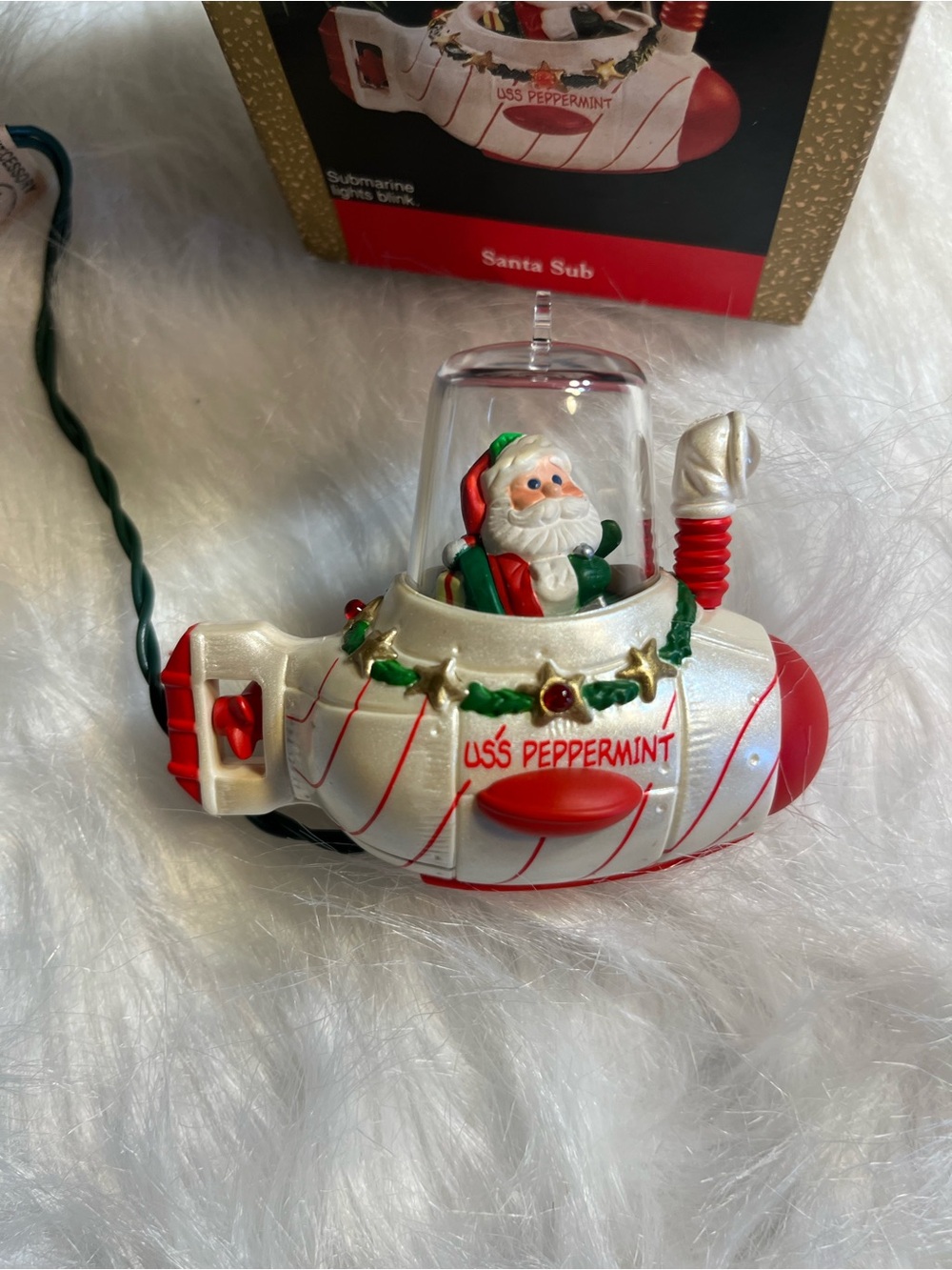 Hallmark 1992 USS  Peppermint Santa Sub Holiday Ornament - NIB.